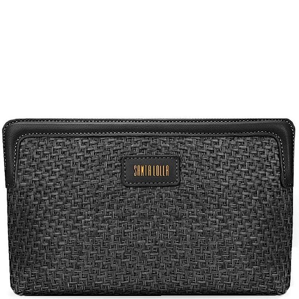 CLUTCH SANTA LOLLA  PALHA  ALÇA FINA REMOVÍVEL PEQUENA - PRETO