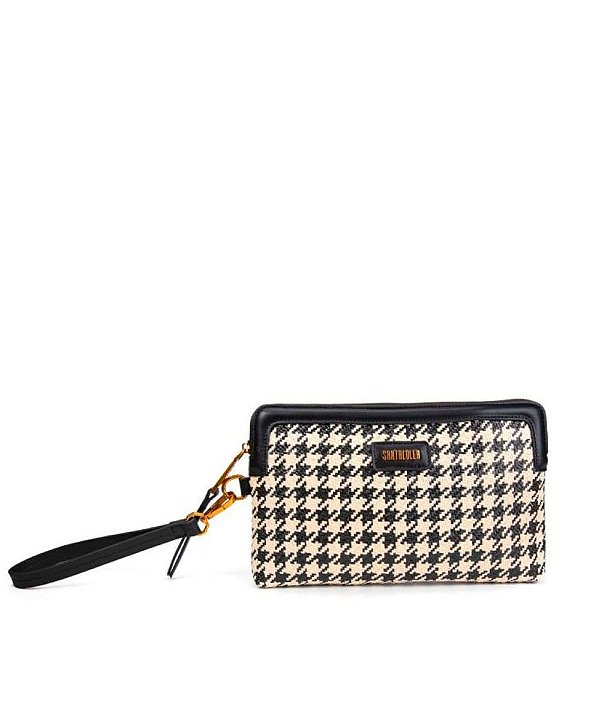 CLUTCH SANTA LOLLA PALHA  ALÇA FINA REMOVÍVEL PEQUENA - PRETO E BRANCO