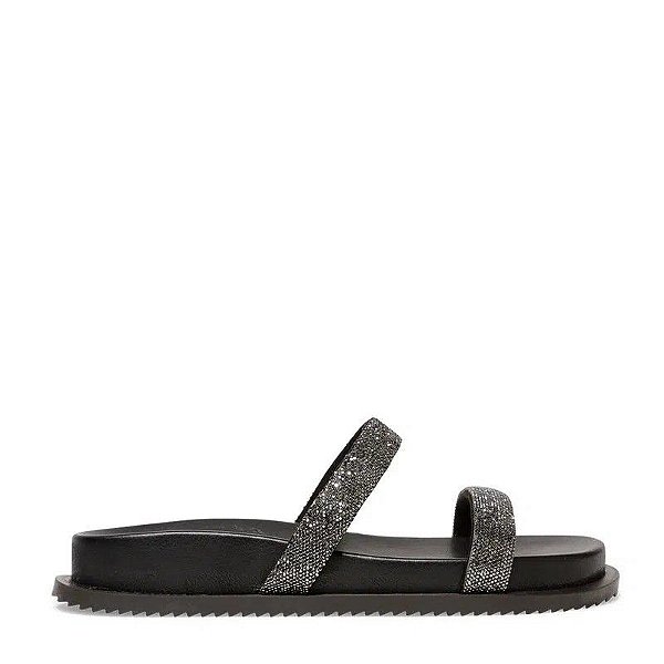 PAPETE SANTA LOLLA FLAT COM TIRAS DE BRILHO STRASS - PRETA