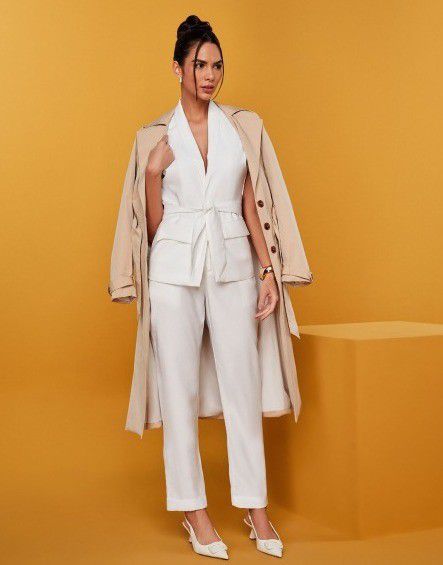 TRENCH COAT RAMO SELVAGEM COM AMARRACAO - BEGE LATTE