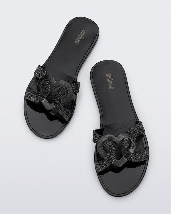 SANDALIA MELISSA SOULMATE SLIDE - PRETO/ PRATA