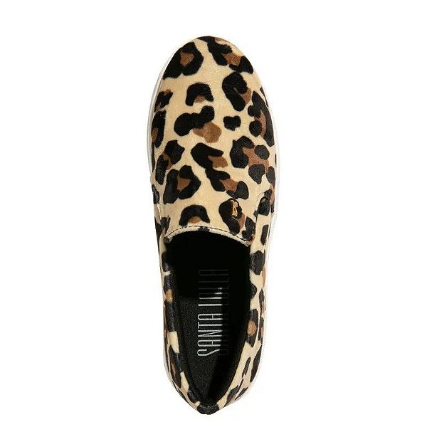 TÊNIS SLIP ON SANTA LOLLA VELUDO SOLA ALTA  ANIMAL PRINT ONÇA