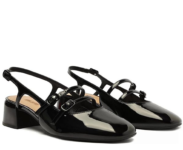 SAPATILHA BONECA ANACAPRI SLINGBACK VERNIZ MILENA -PRETA