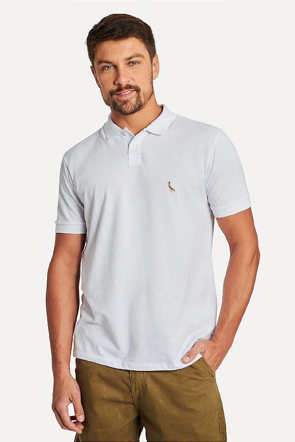 POLO RESERVA SLIM BORDADO GOLDEN - BRANCO