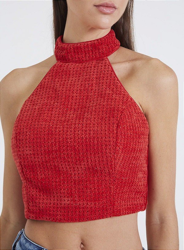 TOP FORUM TWEED - VERMELHO SPARKL