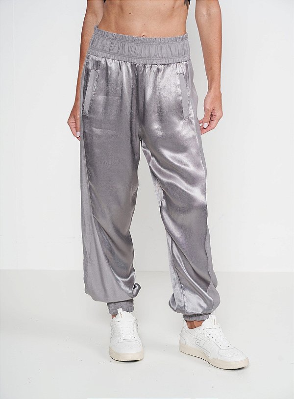 CALÇA COLCCI COMFORT ACETINADA COM ELÁSTICO - CINZA ALITA