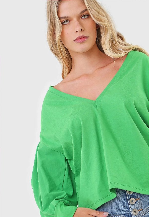BLUSA COLCCI MANGAS BUFANTES -  VERDE