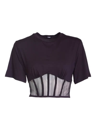CAMISETA FORUM DETALHE TULE - PRETO
