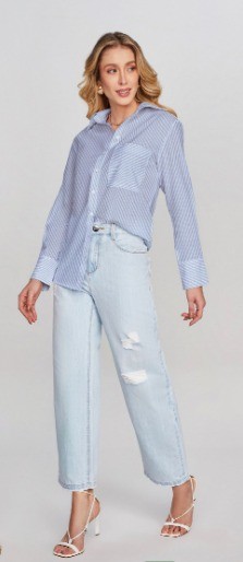 CAMISA RAMO SELVAGEM LISTRADA MANGA LONGA - AZUL CLARO