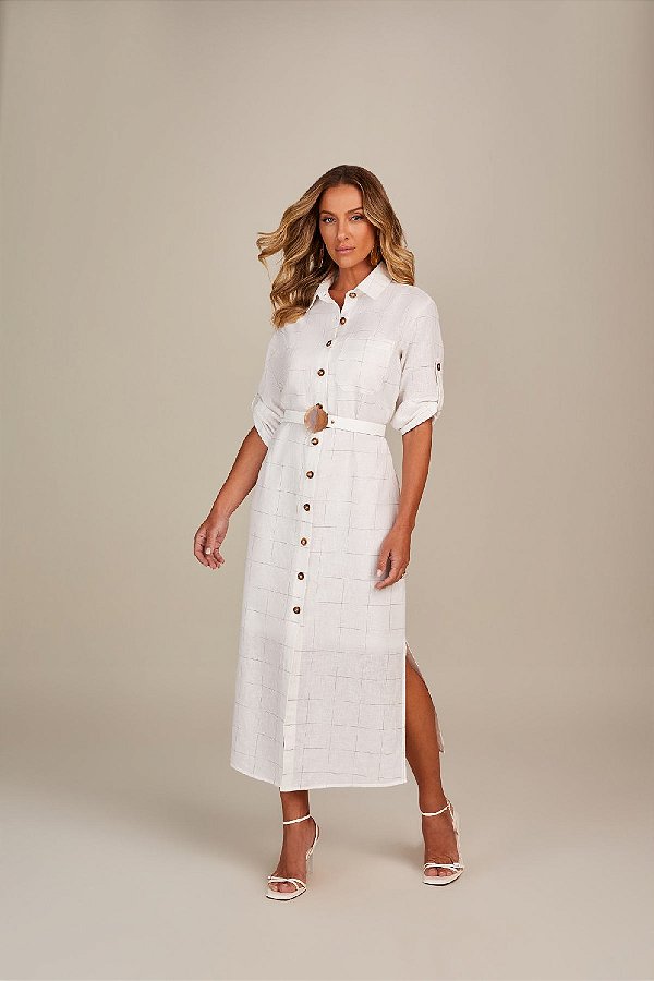 CHAMISE RAMO SELVAGEM DE LINHO COMBINAÇ - OFF WHITE