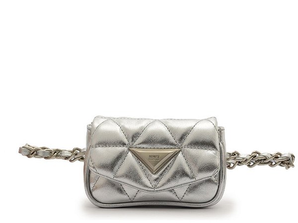 BOLSA SCHUTZ MINI TIRACOLO COURO - PRATA