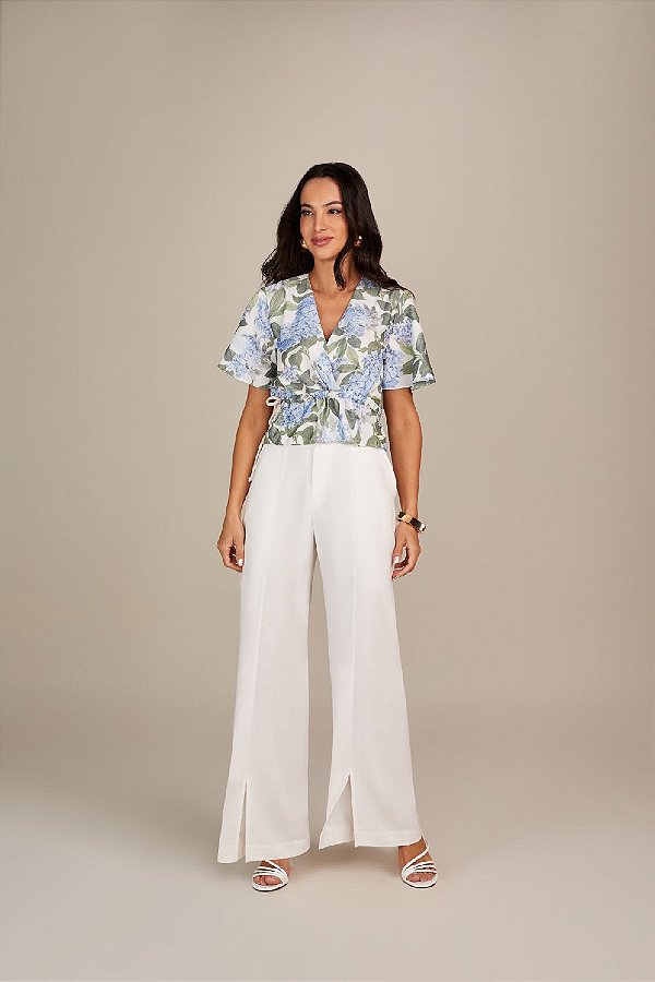 CALÇA PANTALONA RAMO SELVAGEM DE LINHO - OFF WHITE