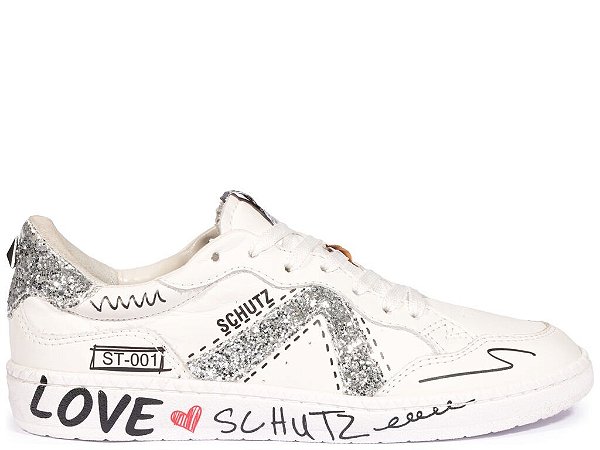 TENIS SCHUTZ LINE - WHITE PRATA GLITTER