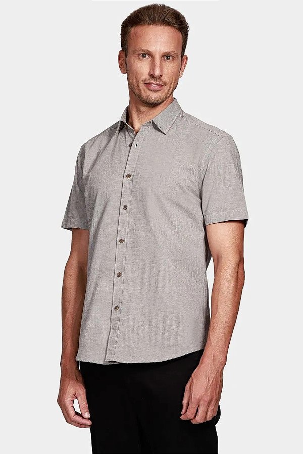 CAMISA ARAMIS SLIM FALSO LISO BELFORT - CAFE