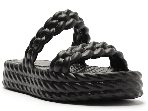 SANDALIA SLIDE BRIZZA MARROCOS FLATFORM- PRETO