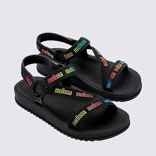SANDALIA MELISSA STRIPES M LOVER - PRETO AMARELO