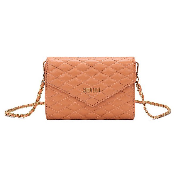 BOLSA CARTEIRA SANTA LOLLA MATELASSÊ SOFT -  DOCE DE LEITE
