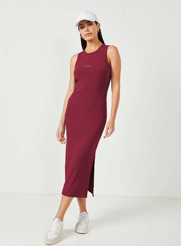 VESTIDO COLCCI SPORT CANELADO BORDÔ