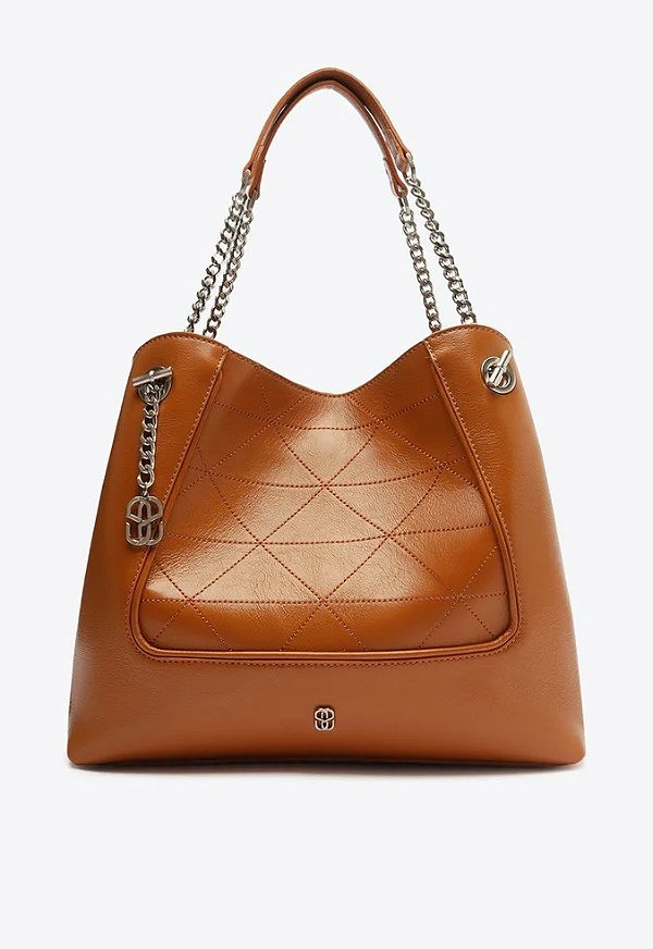 BOLSA SHOULDER ELLEN COURO MATELASSE-MARROM