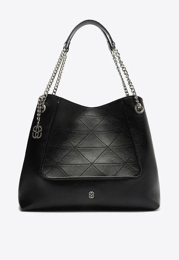 BOLSA SHOULDER ELLEN COURO MATELASSE-PRETO