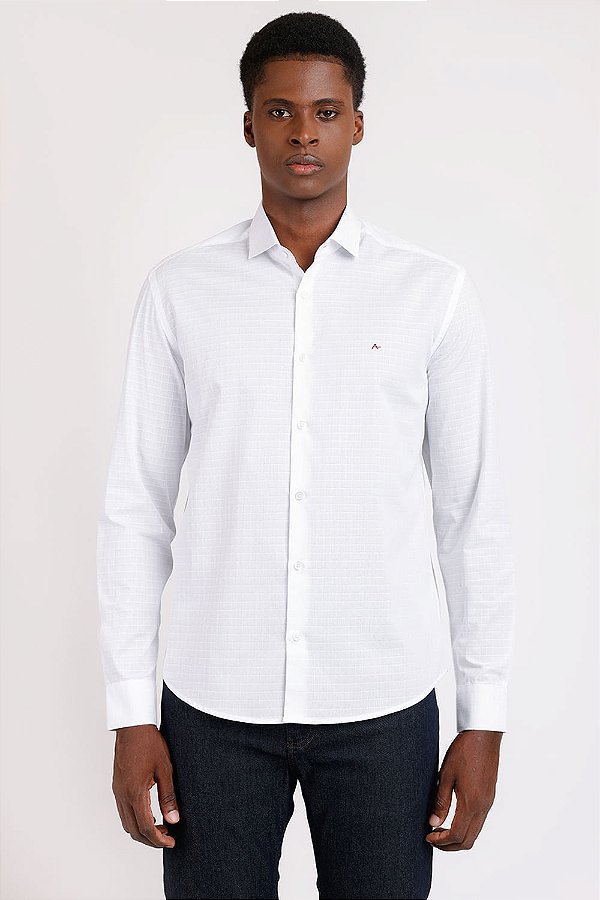 CAMISA ARAMIS SLIM CETIM ST HUDSON-BRANCO