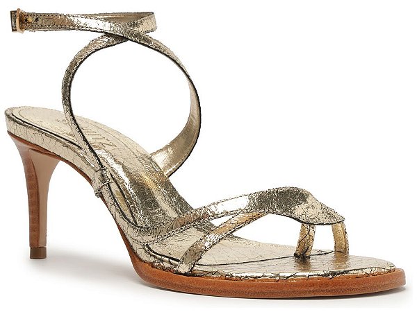 SANDALIA SCHUTZ SALTO MEDIO COURO DOURADA