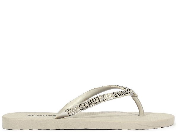 CHINELO SCHUTZ LOGO STRASS REDONDO PRATA