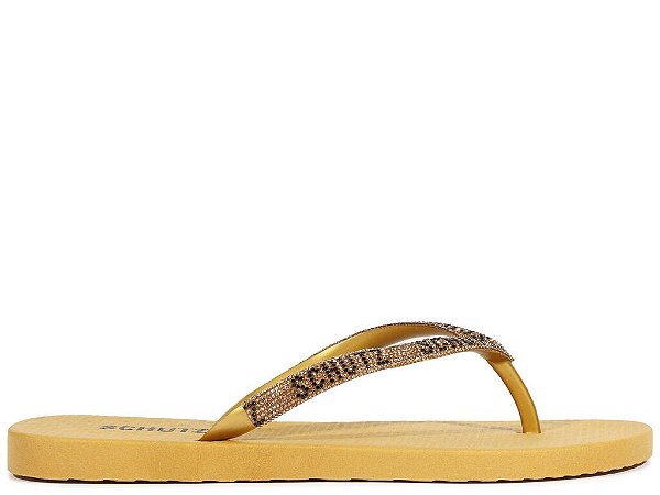 CHINELO SCHUTZ LOGOMANIA DOURADO