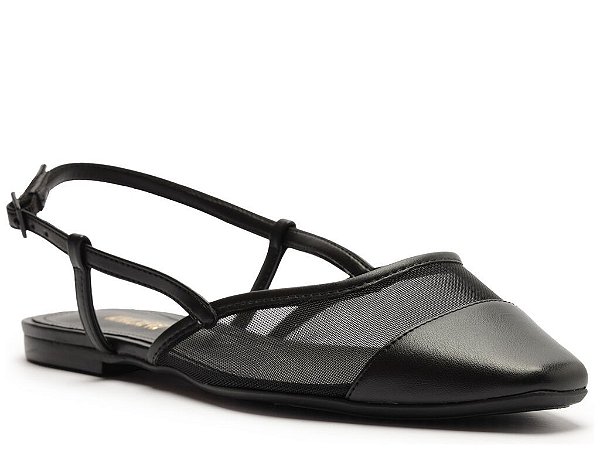 SAPATILHA ANACAPRI SLINGBACK TELA TRANSPARENTE-PRETO