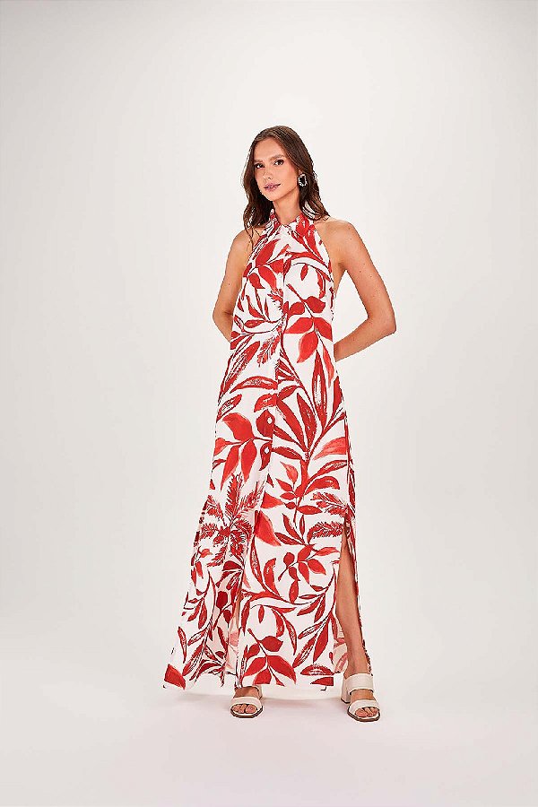 CHEMISE RAMO SELVAGEM FRENTE UNICA ESTAMPADA- VERMELHO SCARLET
