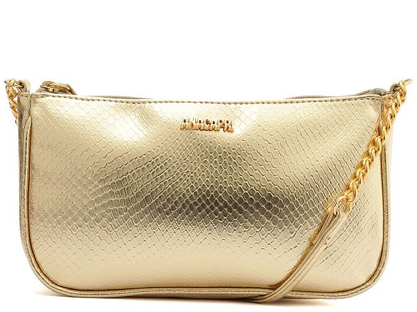 BOLSA ANACAPRI MEDIA METALLIC COBRA DOURADO