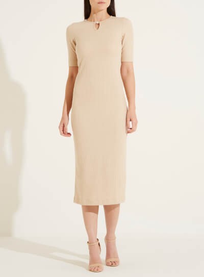 VESTIDO FORUM CANELADO BEGE PILAR