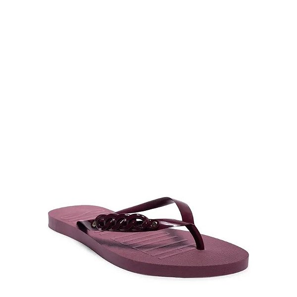 CHINELO SANTA LOLLA FLIP FLOP BORRACHA ROXO CORRENTE VINHO