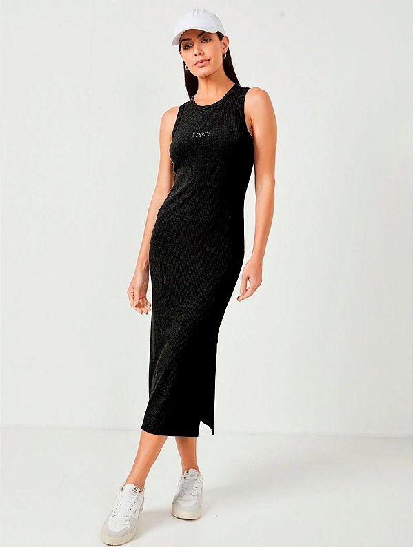 VESTIDO CANELADO COLCCI SPORT- PRETO