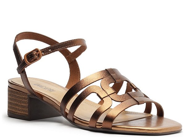 SANDALIA ANA CAPRI RECORTES COURO SALTO BRONZE BRONZE