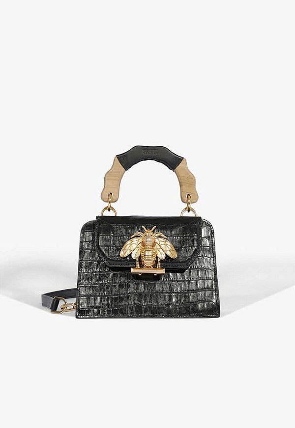 BOLSA SCHUTZ BELIEVE PEQUENA CROCO PRETA