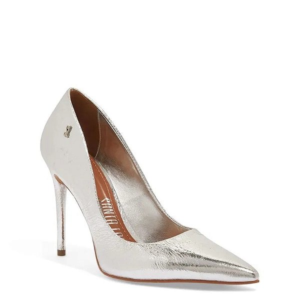 SCARPIN SANTA LOLLA BICO FINO COURO METALIZADO PRATA PRATA