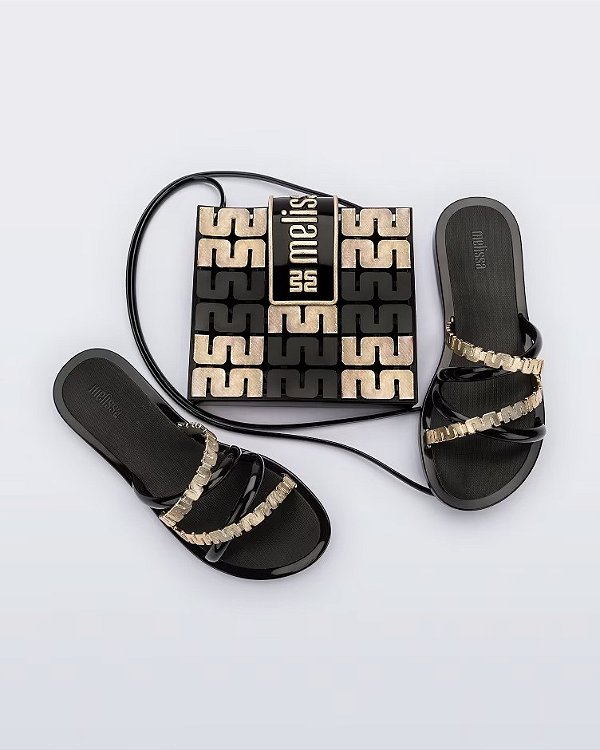 MELISSA + BOLSA GOLDEN PRETO DOURADO