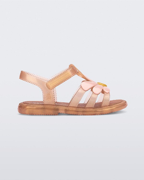 SANDÁLIA MINI MELISSA HIP BLOOMY - MARROM PEROLADO