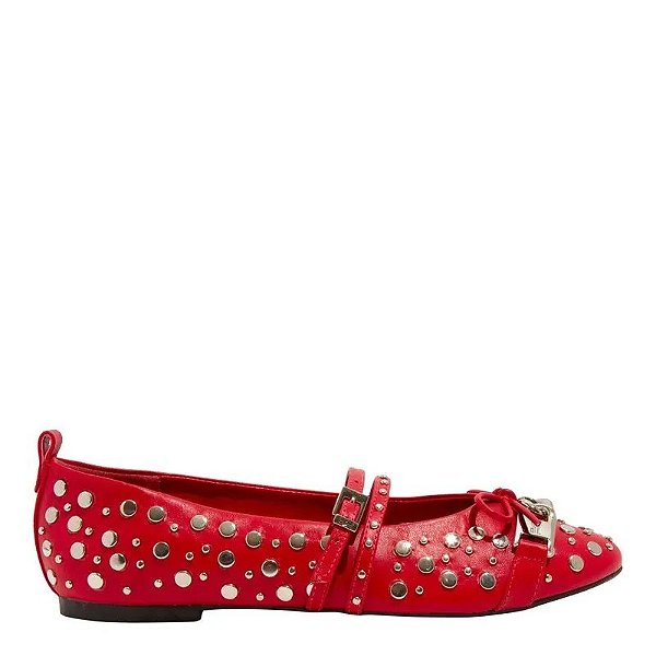 SAPATILHA SANTA LOLLA BICO REDONDO COURO CONFORT TACHAS - PEPPER RED