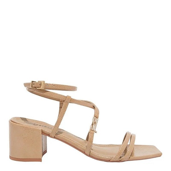 SANDALIA SANTA LOLLA VERNIZ GLOSSY SALTO BLOCO -LIGHT TAN