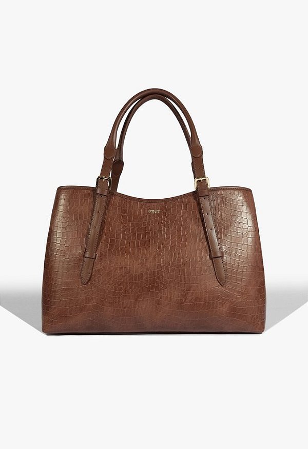 BOLSA SCHUTZ TOTE GRANDE MAEVE CROCO - MARROM