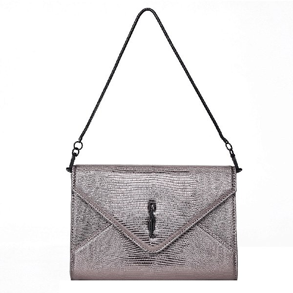 BOLSA SANTA LOLLA CLUTCH ENVELOPE METALIZADA - GRAFITE