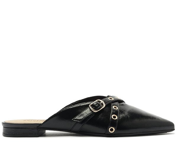 MULE ANACAPRI BICO FINO TIRAS - PRETO