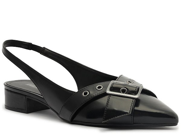 SAPATILHA ANACAPRI SLINGBACK SALTO BLOCO VERNIZ PRETO