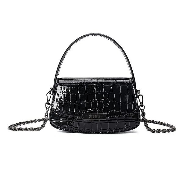 BOLSA SANTA LOLLA MATERIAL CROCO PRETO 2