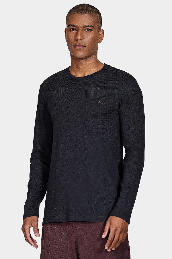 CAMISETA MANGA LONGA BASICA PRETO