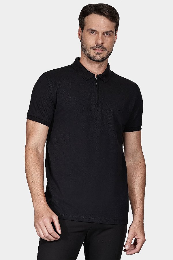 POLO PIQUET ZIPER PRETO