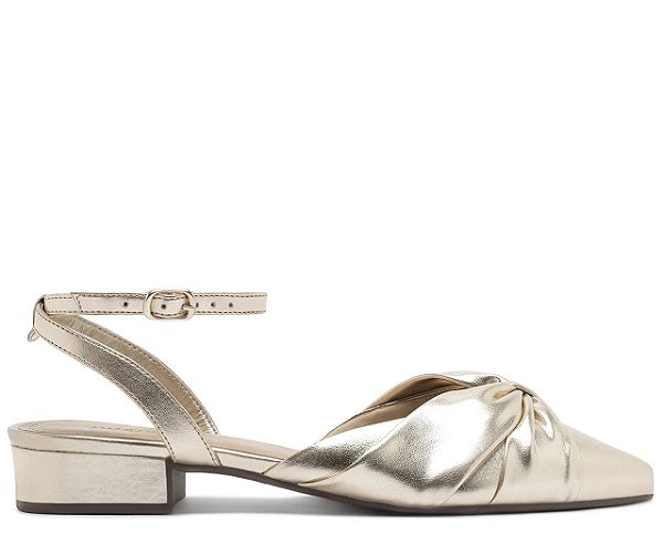 SANDALIA ANA CAPRI SALTO BLOCO PONTA FINA DOURADA