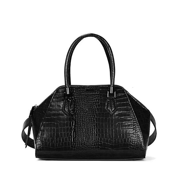 BOLSA SANTA LOLLA CROCO ALCA DUPLA PRETO